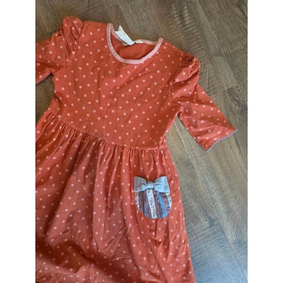 Matilda Jane Spot On Orange Polka Dot Mixed Media Dress size 8 - Picture 2 of 4